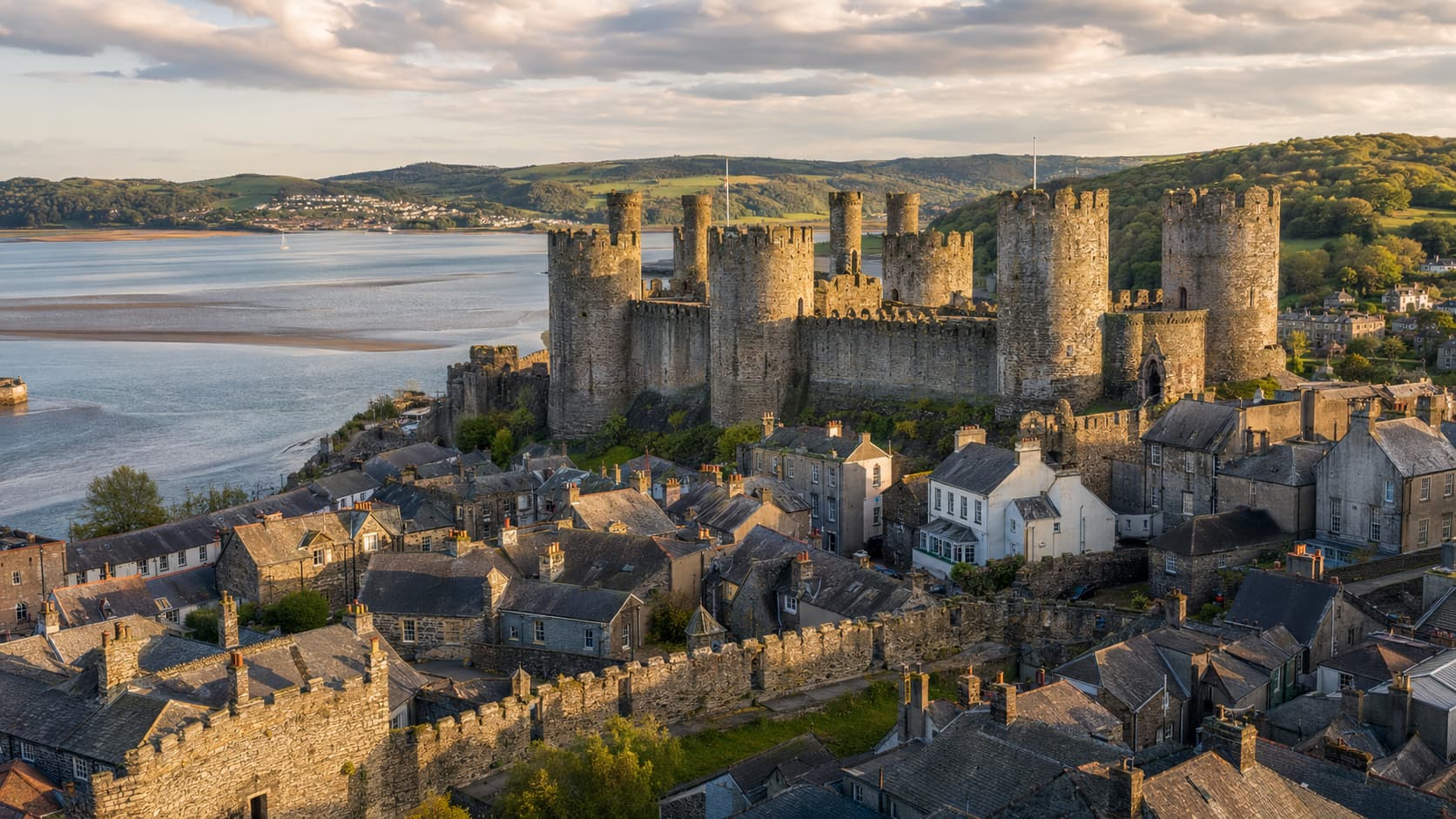 Conwy Castle overlooking the town