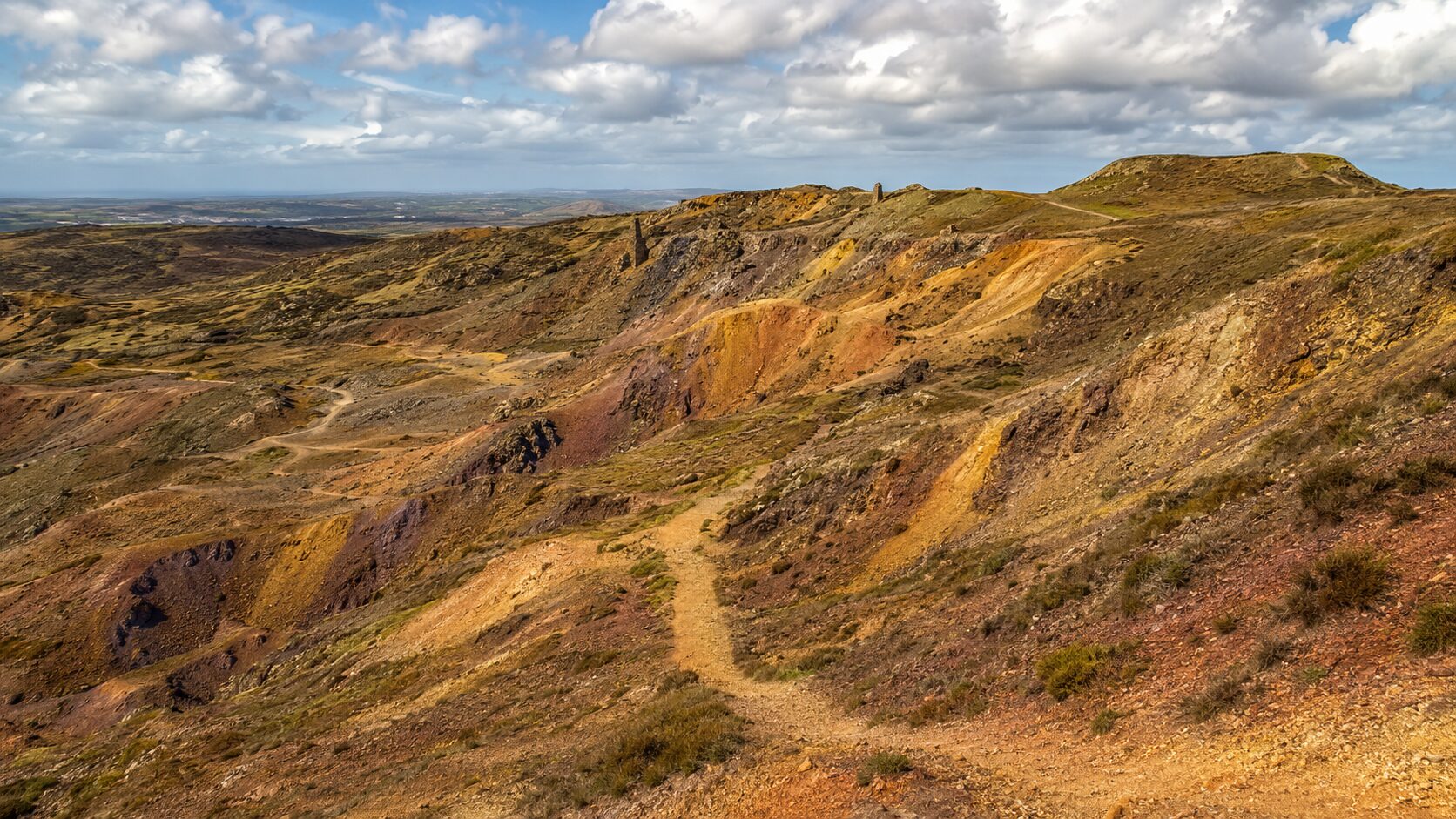 The colourful landscape of Parys Mountain in Anglesey