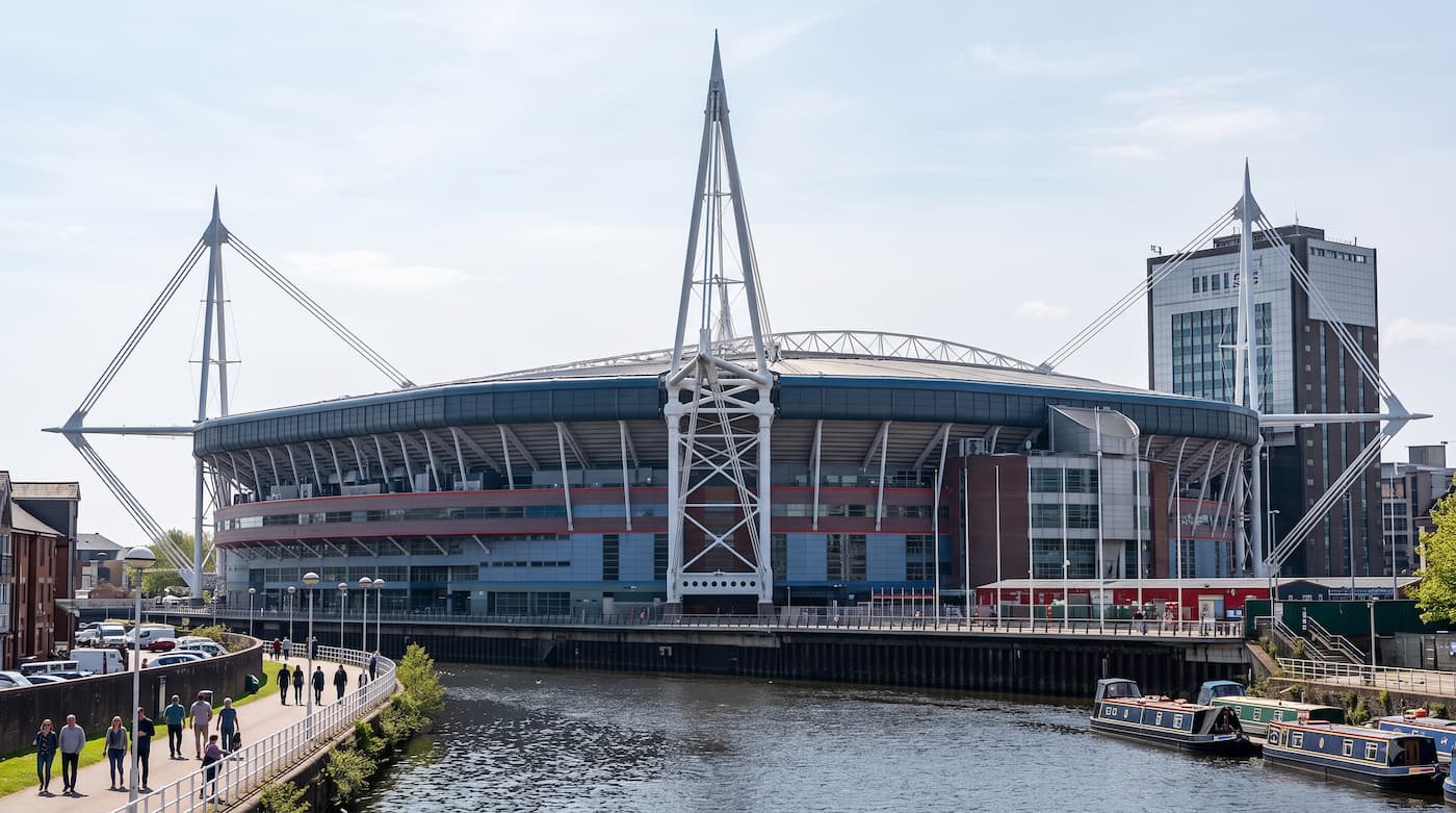 The exterior of Principality Stadium in central Cardiff