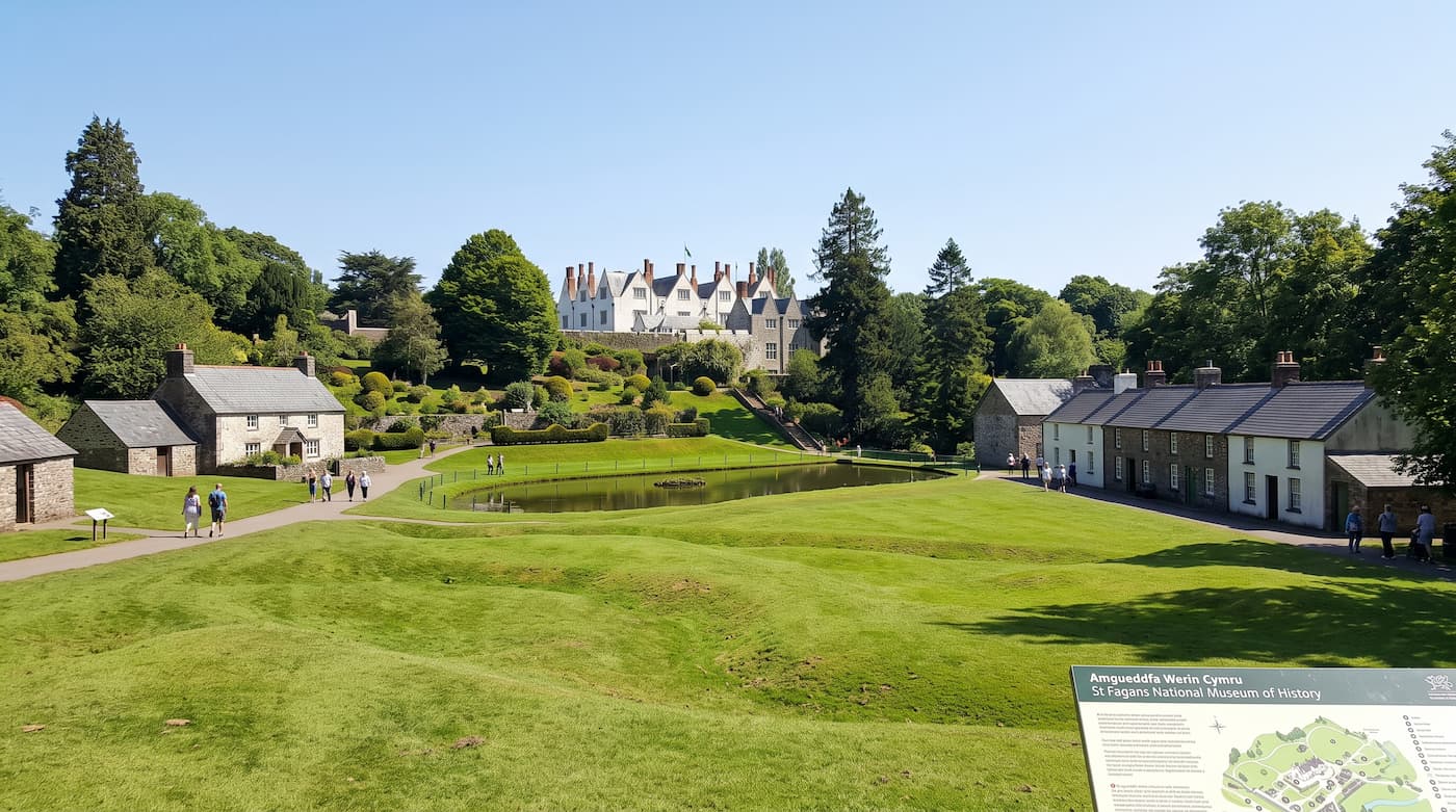 Historic Welsh buildings at St Fagans National Museum of History in Cardiff